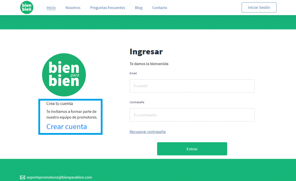 registro de promotores Bien para Bien